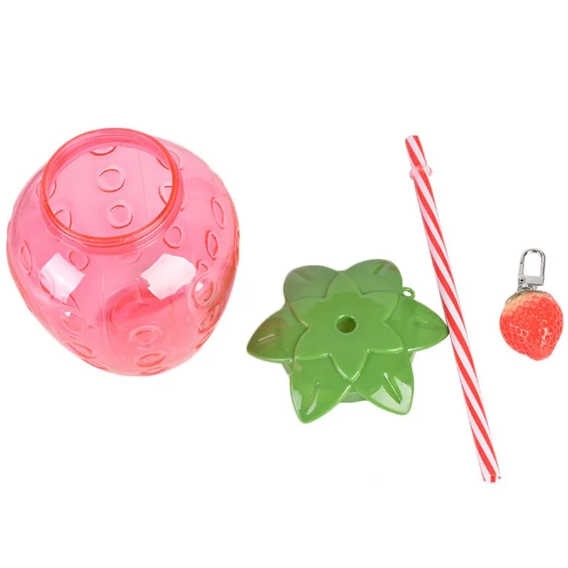 

500ml Summer Cartoon Kawaii Strawberry Straw Cup Plastic Cup Lovely Girl Milk Tea Coffee Cup Student Portable Water Bottle