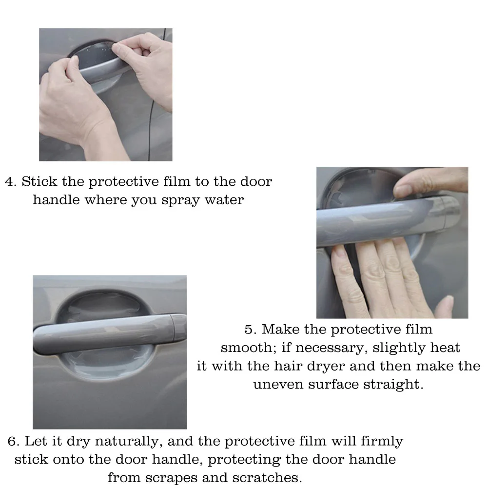 Автомобильная дверная ручка Защитная пленка Ручка вставка на запястье 4-Pack Rhino
