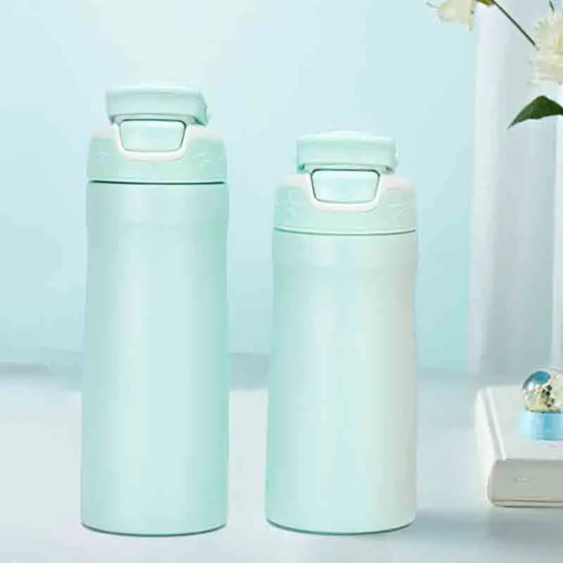 Botella de agua para deportes al aire libre, taza de aislamiento de paja port&aacute;til de acero inoxidable al vac&iacute;o, nueva-2