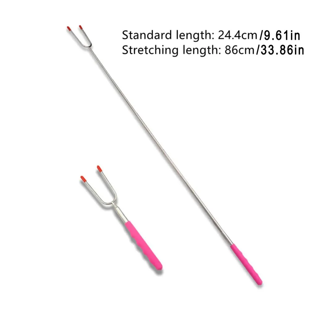 

Stainless Steel 5 Colors Telescopic Grill Fork Chicken Leg Live Leg Grill Fork Outdoor BBQ Accessory