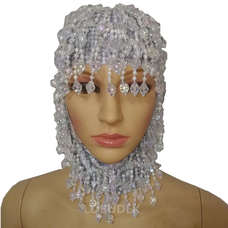 

Sparkly Rhinestones Crystals Rivet Mask Hat Stones Performance Accessories Singer Stage Ornament Nightclub Dance Costume