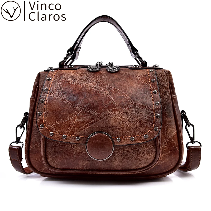 

Vintage Rivet Handbags Leather Luxury Tote Bags for Women Designer Fashion Shoulder Bag Large Capacity Crossbody Bags Sac A Main