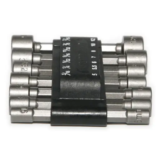 

14pcs Metric Quick Change Power Nut Driver Bit Set Screwdriver Nutdrivers Hand Tools Wrench 1/4 Hex Cordless Drill Nut-Driver