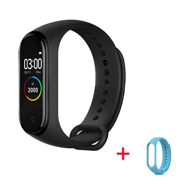 Дешевый цветной смарт-Браслет фитнес-трекер браслет Pulseira часы Smartband для IOS/Xiao mi/Honor PK mi Band 3/4 Not Xio mi 5 - Цвет: with sky blue strap