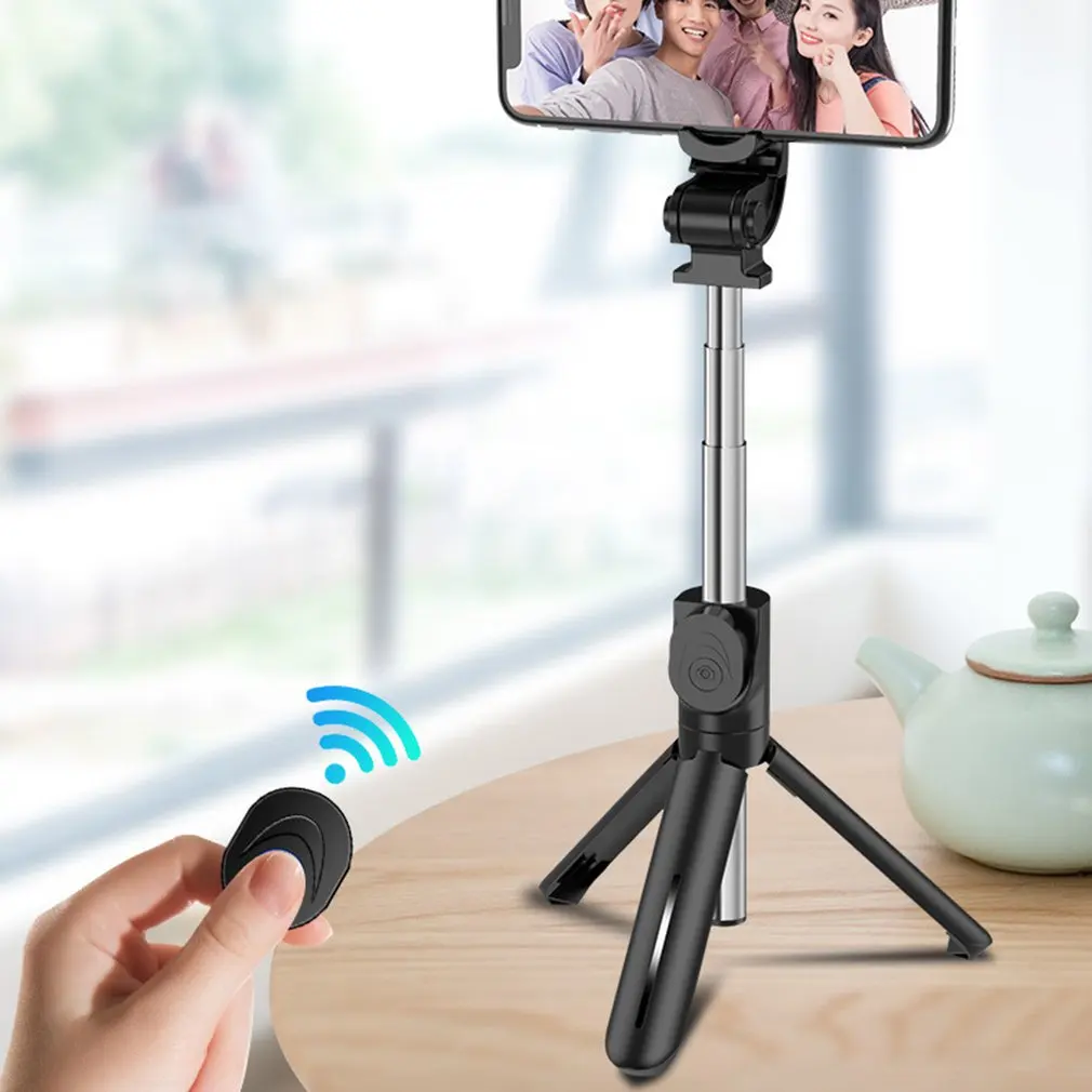 

2021 New Arrival Wireless bluetooth selfie stick foldable mini tripod with fill light shutter remote control for IOS Android