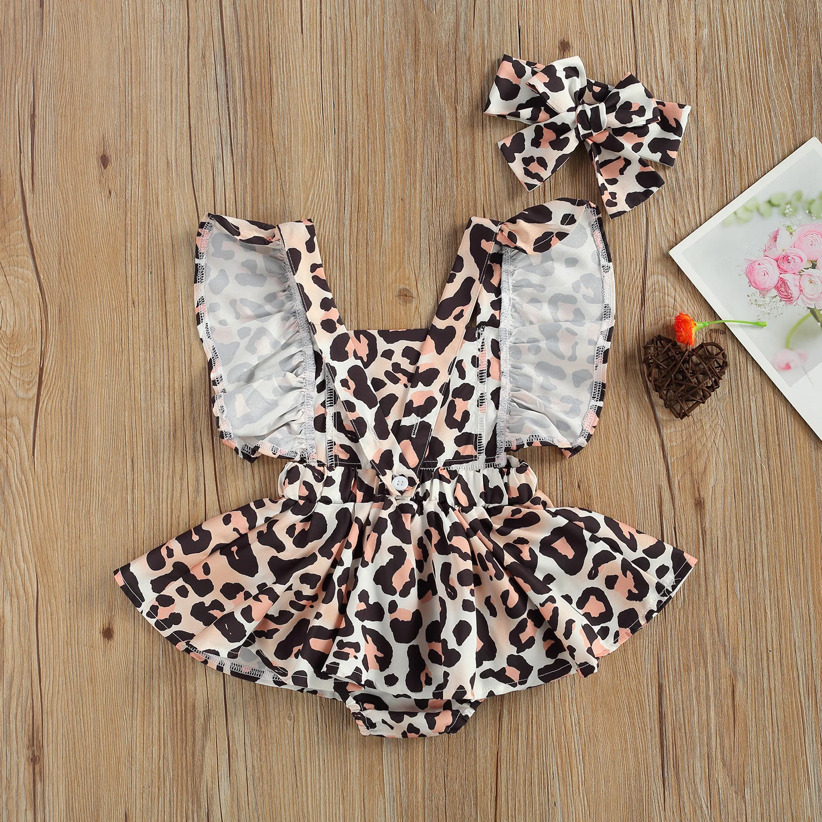 

Pudcoco 2021 Summer 0-24M Baby Girl 2Pcs Set Rainbow/Floral/Leopard Print Dress-Style Flared Short Sleeve Bodysuit+Headband