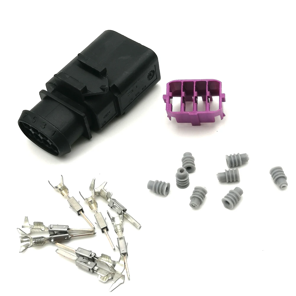 

5Set 8P male Waterproof Connector 0.5-0.8mm2 1.5 Automotive Water Temperature ABS Sensor Plug for VW Car Black DJ7082A-1.5