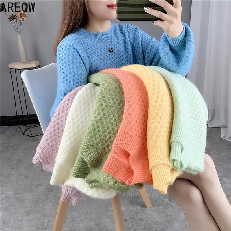 Женский свитер яркого цвета Свободный пуловер осень 2020 новый стиль