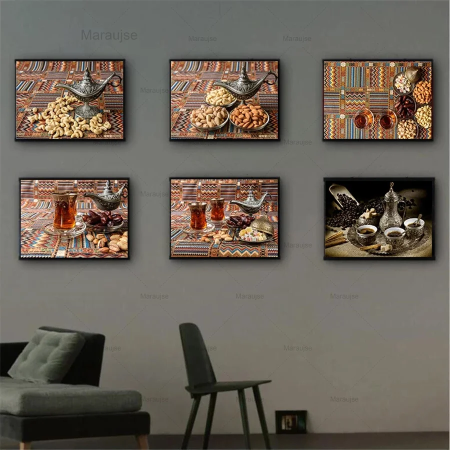 Картина на холсте постеры и принты в арабском стиле кофе черный чай орех Ближний