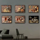 Картина на холсте, постеры и принты в арабском стиле, кофе, черный чай, орех, Ближний Восток, декоративные настенные картины для гостиной