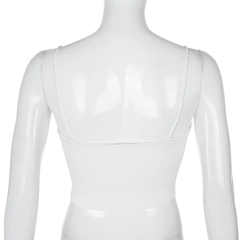 

ALLNeon Y2K Streetwear Ruched Buttons White Cami Tops 2000s Aesthetics Lace Trim U-neck Sleeveless Crop Tops Spaghetti Strap