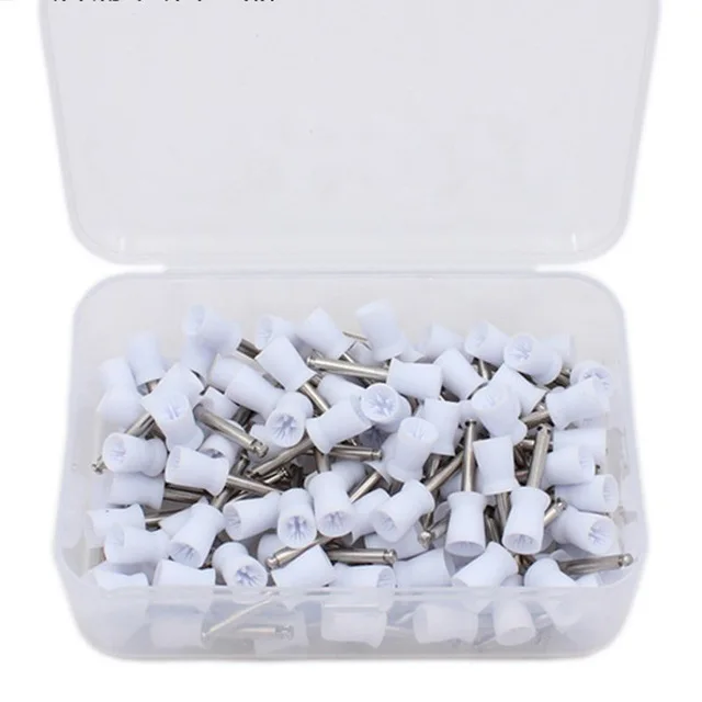 White 100pcs 100 шт Стоматологическая полировальная чашка для полировки зубов цветная резиновая полировальная щетка полировальная чашка для низкоскоростного наконечника Стоматологическая лаборатория - Цвет: White 100pcs