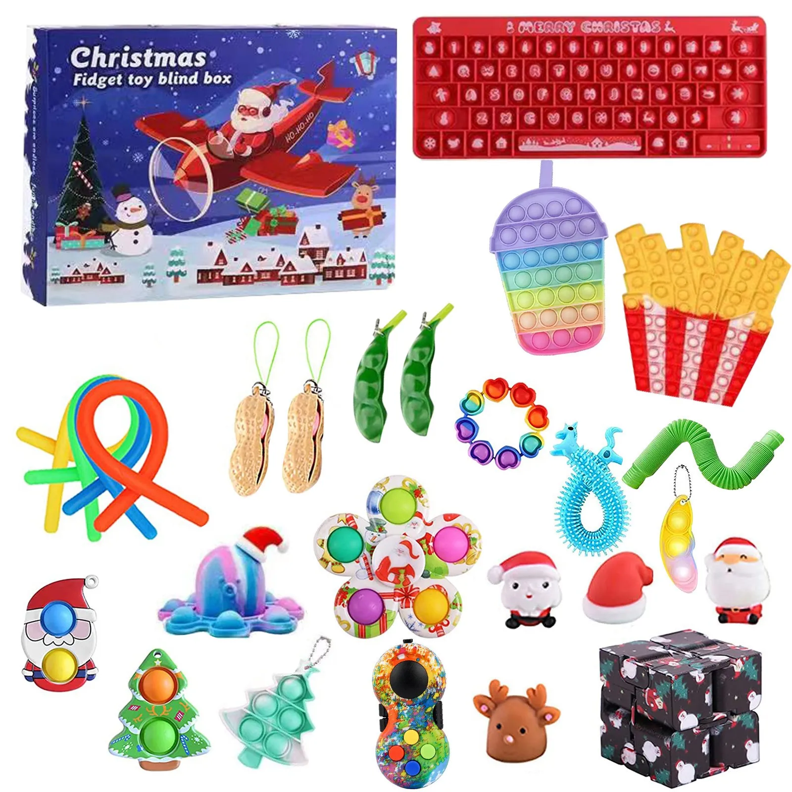 

2021 Advent Calendar Squeeze Toys Kids Gift 24Pcs Christmas Little Dolls Bubble Popping Anti Stress Squishy Sensory Fidget Sets