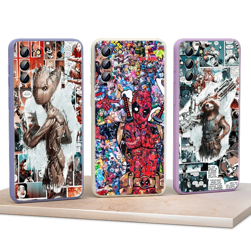 

Spiderman Captain Avengers For Samsung Galaxy S21 S20 FE S10 Note20 Note10 Ultra Plus Lite Pro 5G Liquid Soft Phone Case