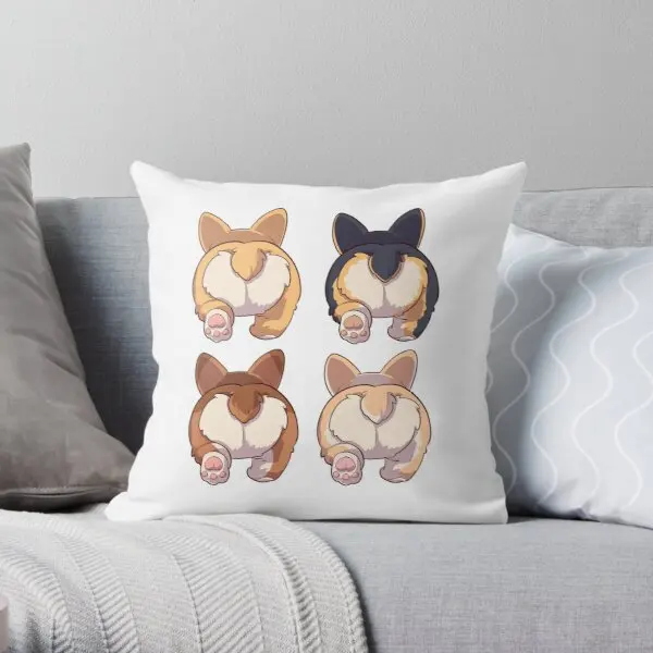 

Corgi Bottom Fashion Butt Booty Fluff Printing Throw Pillow Cover Polyester Peach Skin Wedding Car Decor Pillows not include