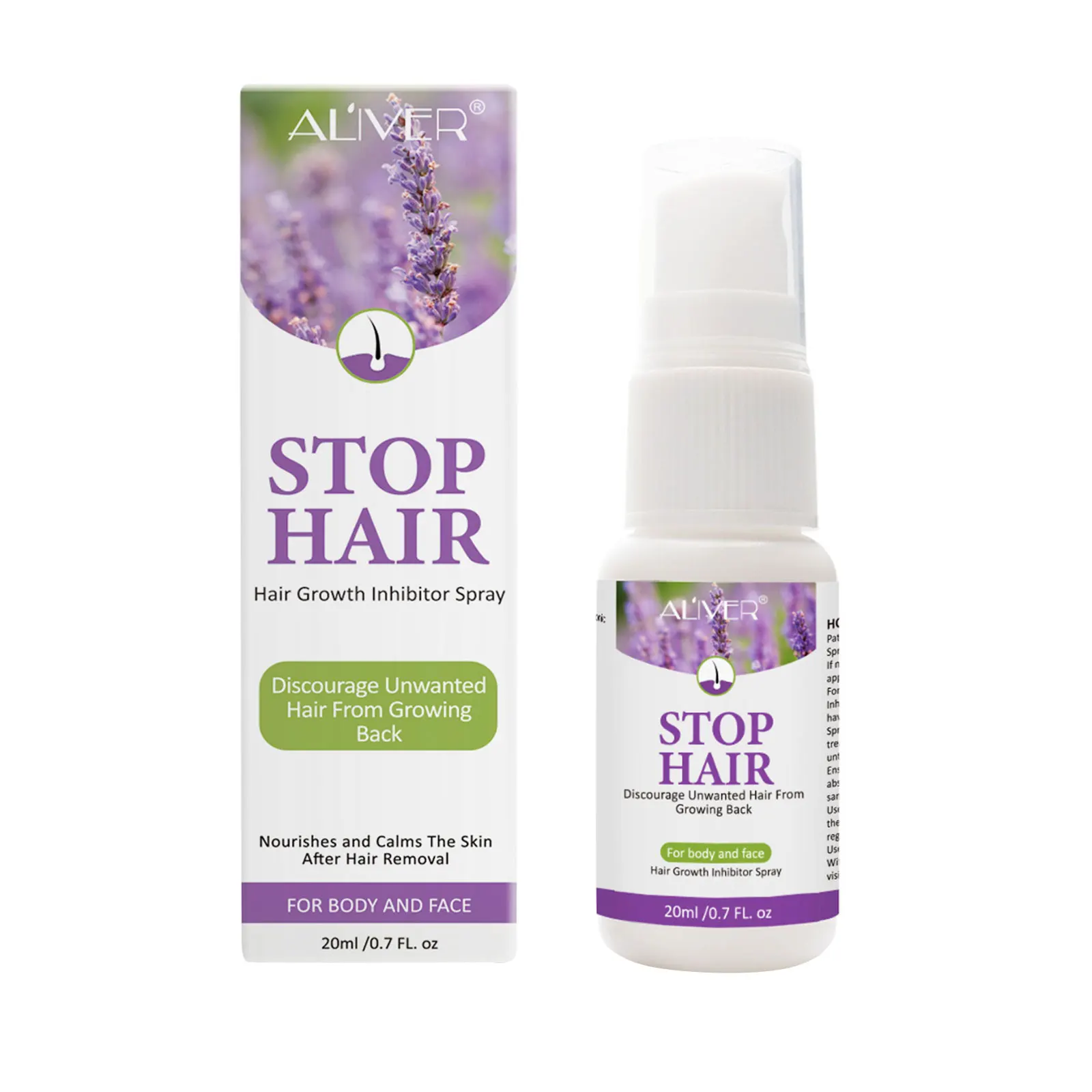 

ALIVER Hair Growth Inhibitor Spray Stop Hair Growth Inhibitor Beard Intimate Part Legs Body Armpit Painless Hair Removal Spray