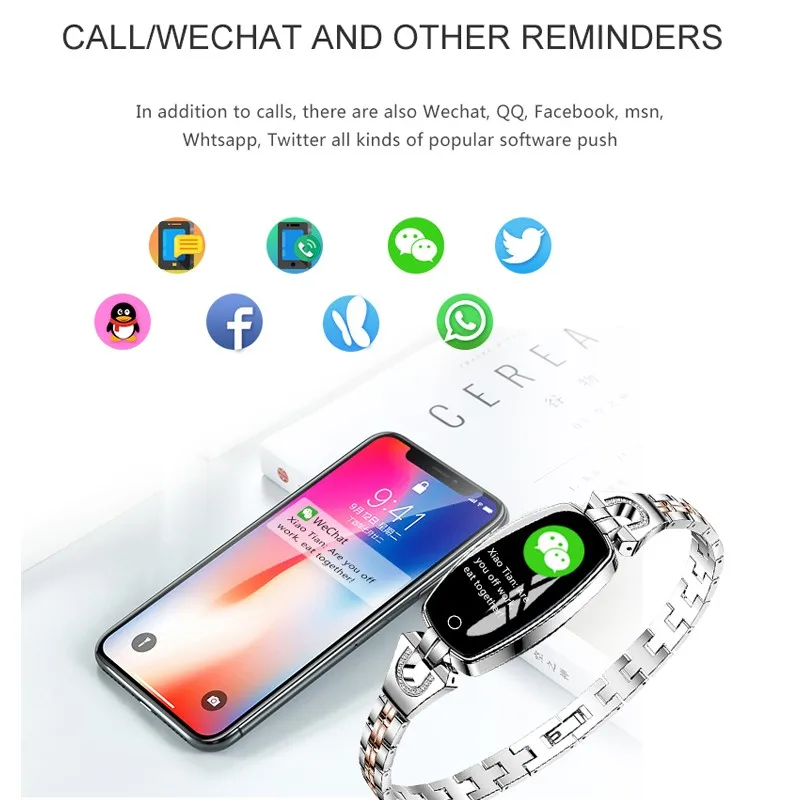 

Women Smart Watch Heart Rate Fitness Blood Pressure Monitor Smart Bracelet Women Waterproof APP Reminder Smart Band Ladies H8