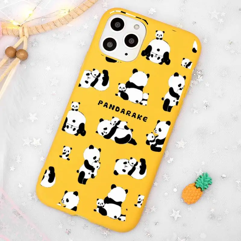 

Lucu Kartun Panda Pesawat Ruang Angkasa Phone Case Candy Color Yellow for iPhone 11 12 pro XS MAX 8 7 6 6S Plus X 5S SE 2020 XR