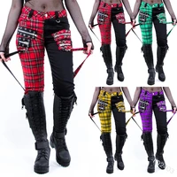lace up harajuku casual cargo pants 5xl maxi size women buckle gothic punk rock dark black printed pencil pants street trousers