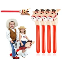 practical multi functional classic pvc inflatable horse head stick ride on animal toy for kid plaything party decor