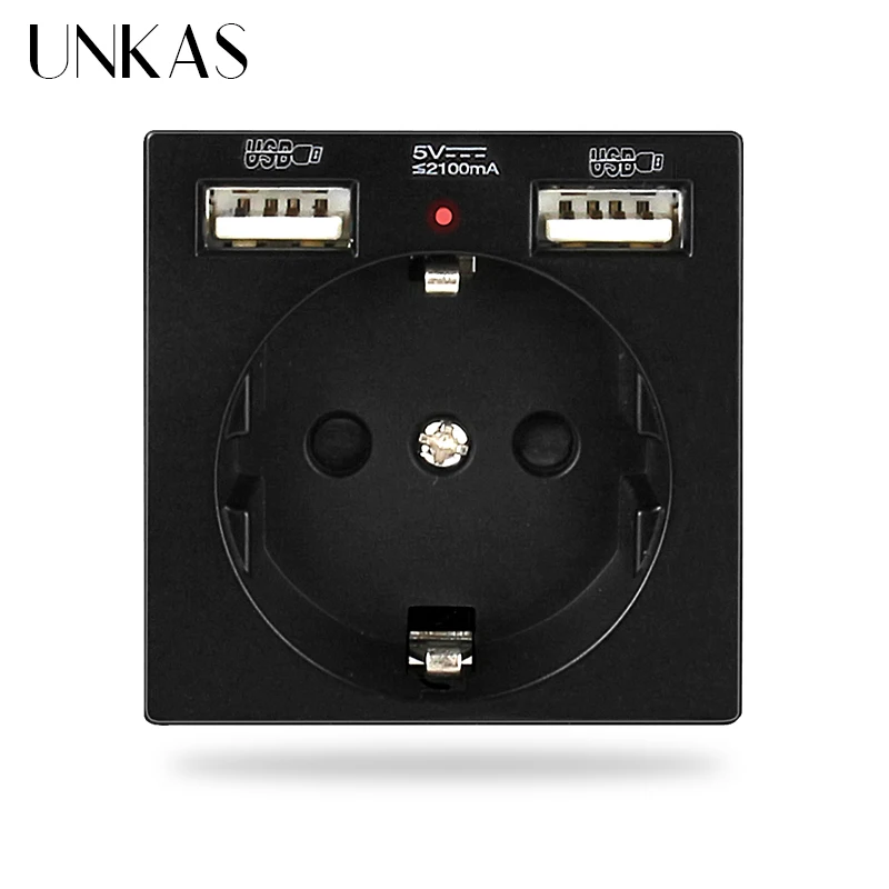 unkas black glass panel modules diy combination free matching french eu socket dual usb tv rj12 telephone rj45 computer outlet free global shipping