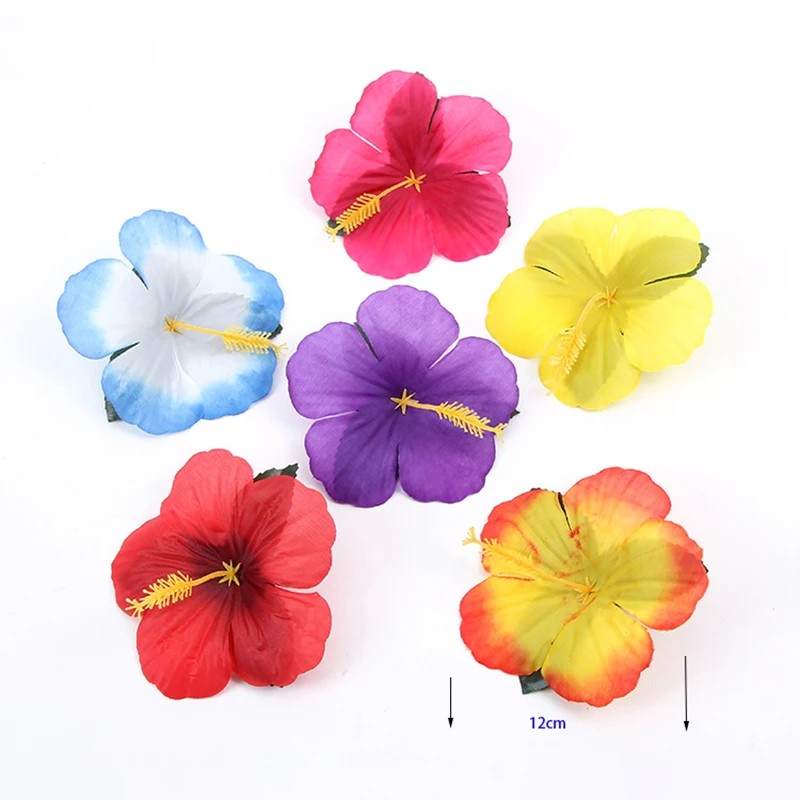 

30Pcs/lot Artificial Hibiscus Flowers Hawaii Party Summer Party DIY Decorations Fake Flowers Girls Favor Hair Decoration Flower