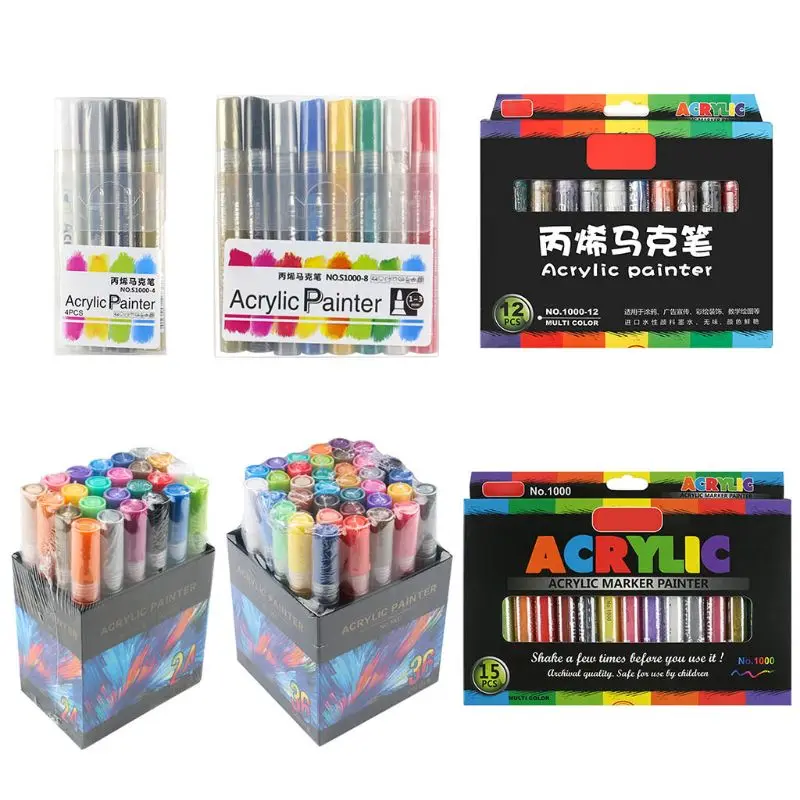 

4/8/12/15/24/36 Colors Acrylic Paint Marker Pen Detailed Marking for DIY Album