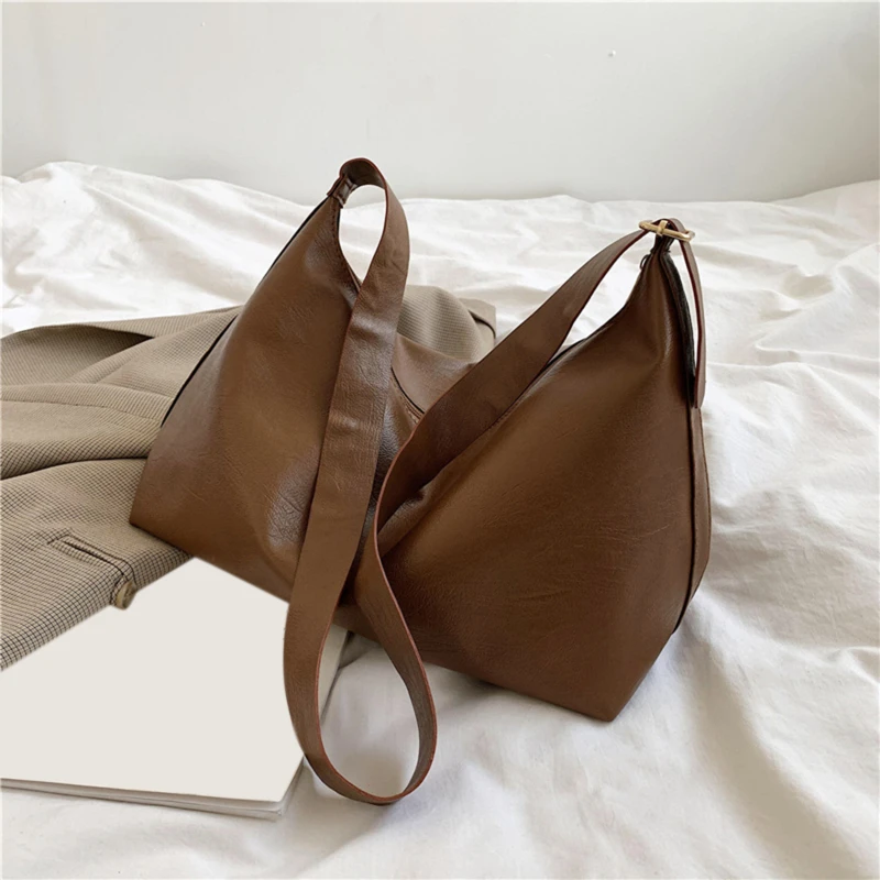 

Women's Messenger Bag Vintage Korean Solid Color One Shoulder Underarm Bag Soft Leather Crossbody Bags For Women