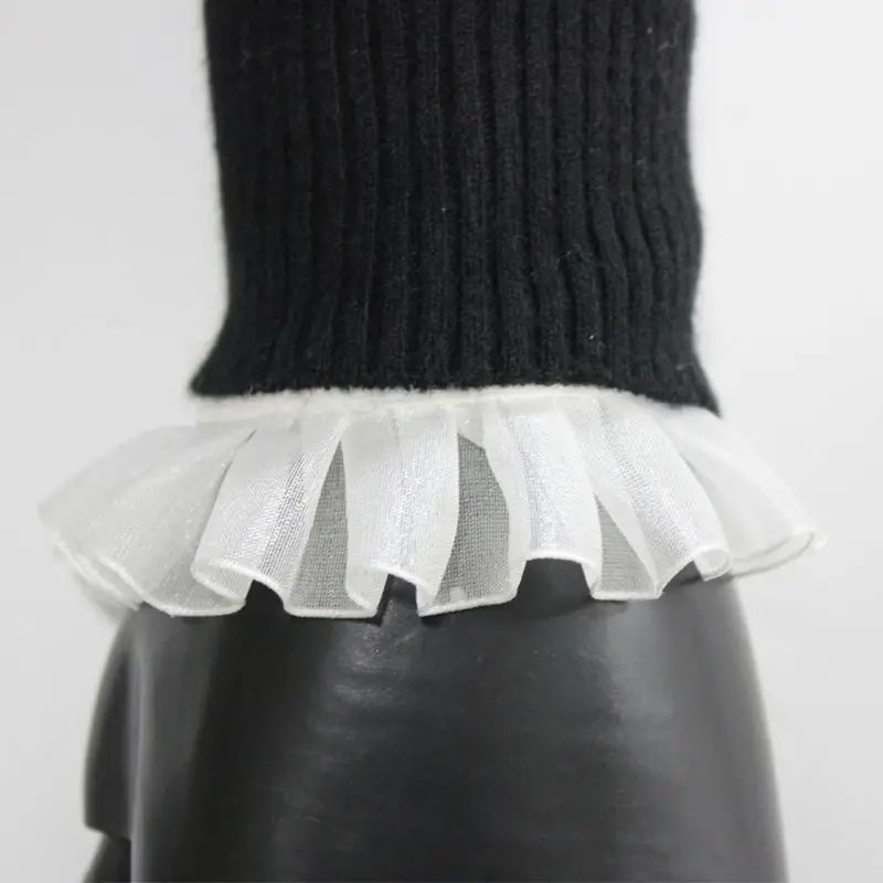 1 пара плиссированные оборки расклешенные Поддельные рукава шифон Кружева