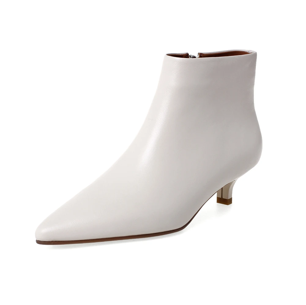 beige Большие размеры 34-43; Модные ботильоны; женская обувь с острым носком; женские полусапожки на молнии; сезон осень-зима; женская обувь - Цвет: beige