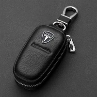peter leather car logo key cover remote key case for for tesla model 3 y model s model x car