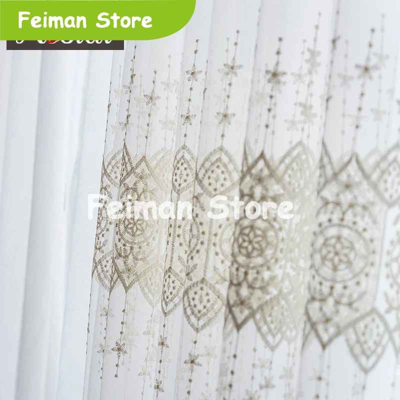 Нежные тюлевые шторы с вышивкой для гостиной роскошные белые прозрачные