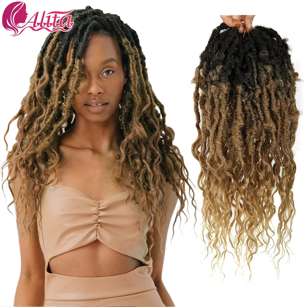 

Faux Locs Crochet Braid Butterfly Goddess Hair Bohemian Locs Pre-looped Ombre Synthetic Hair 16&24 Inches Afro Dreadlock