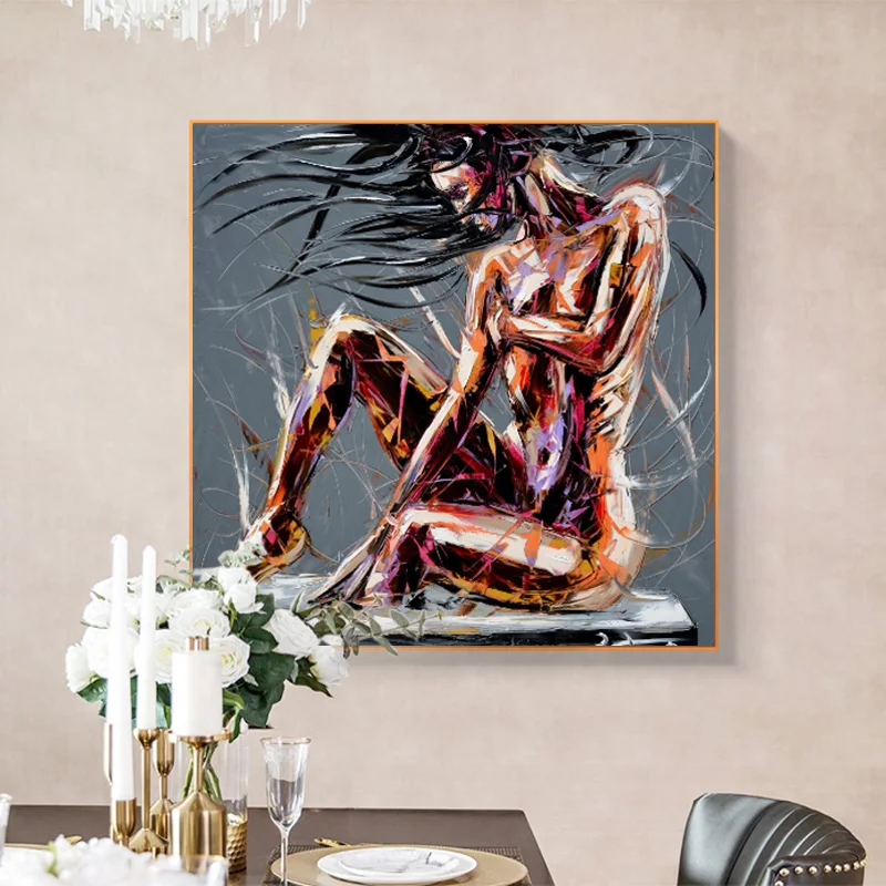 Картина маслом с ножом напечатанная на холсте Абстрактная крутая фигурка