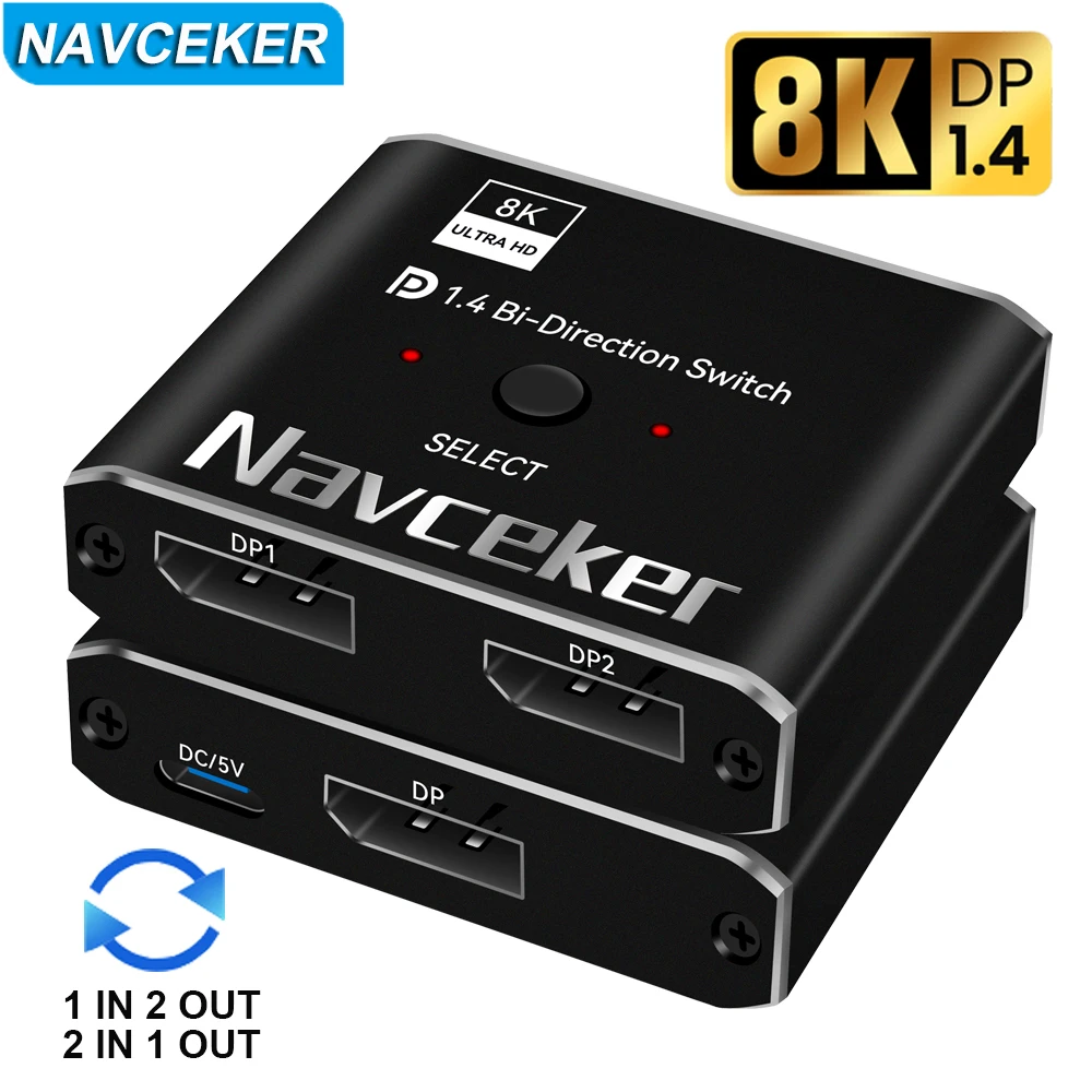 2021 Display port 1 4 Switch 8K Bi-direction splitter switcher KVM 2X1 1X 2 Display-port @ 30Hz 4K 120Hz | Электроника