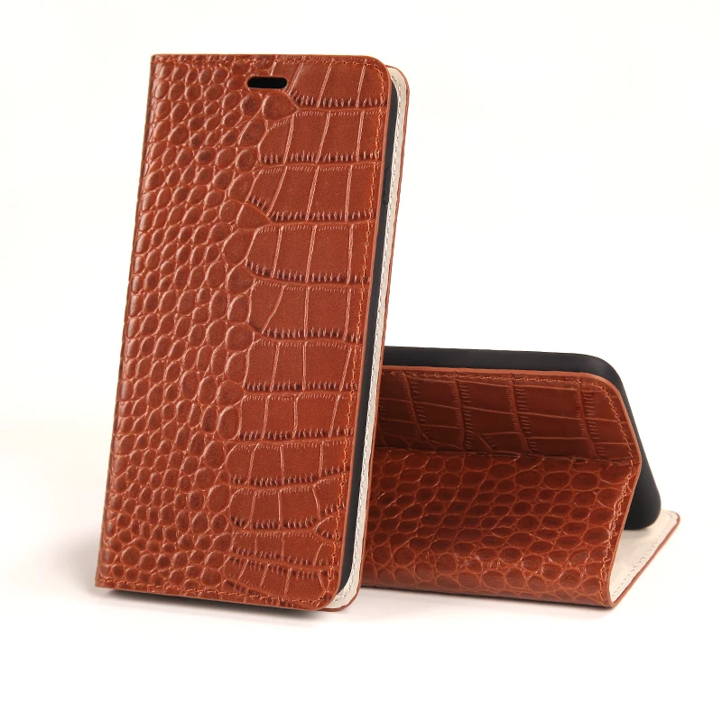 

Leather Flip Phone Case For Samsung J3 J4 J5 2016 J6 Prime J7 2018 case Cowhide Crocodile Texture Card slots Cover