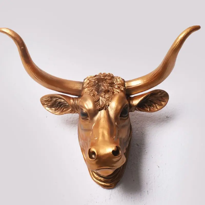 

Creative Retro Cattle Head Wall Decor Resin Crafts Hotel Home Livingroom Ox Head Wall Hanging Wall Mural Ornament Decor R2659
