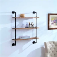 1set black iron industrial 3 tier pipe shelf holder rack vintage retro wall floating shelf home decor storage rack