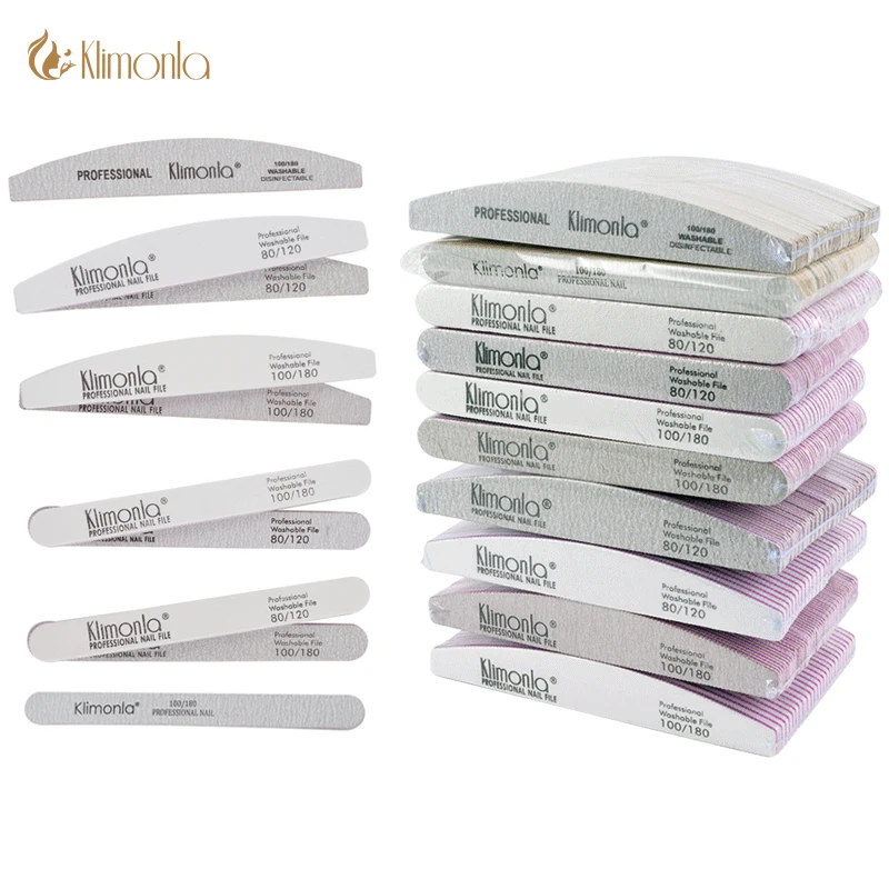 

25Pcs/lot Sandpaper Nail File 80/120 100/180 Curved Banana Sanding Nail Files Emery Board Pedicure UV Polishing Grind Tools