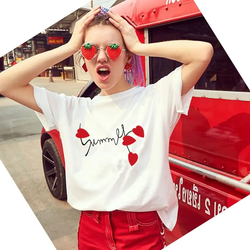 Женская футболка с принтом Love Rose в стиле Харадзюку женская 2020 новая летняя
