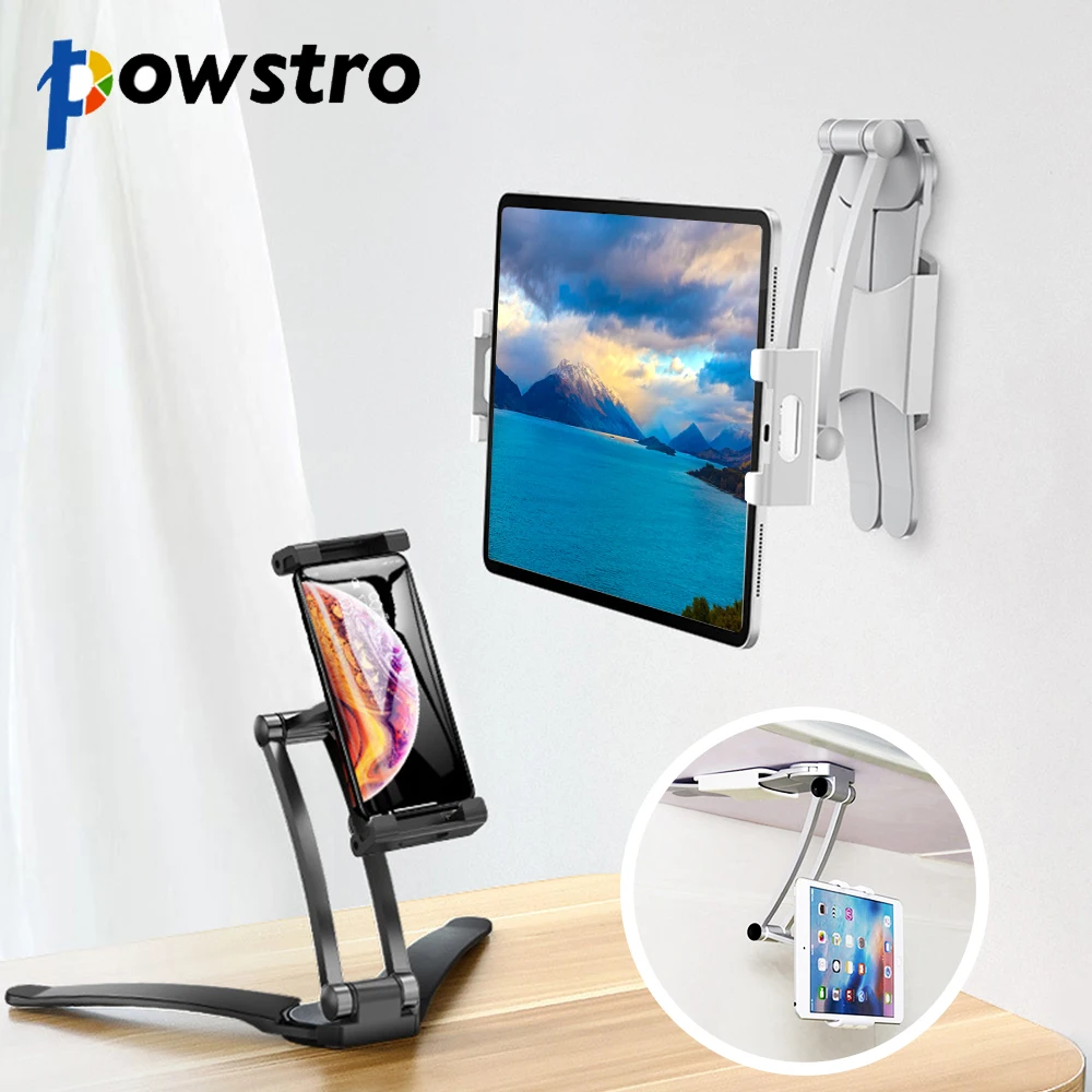 

Wall Desk Tablet Stand Digital Kitchen Tablet Mount Stand Metal Bracket Smartphones Holders Fit For 5-10.5 inch Width Tablet
