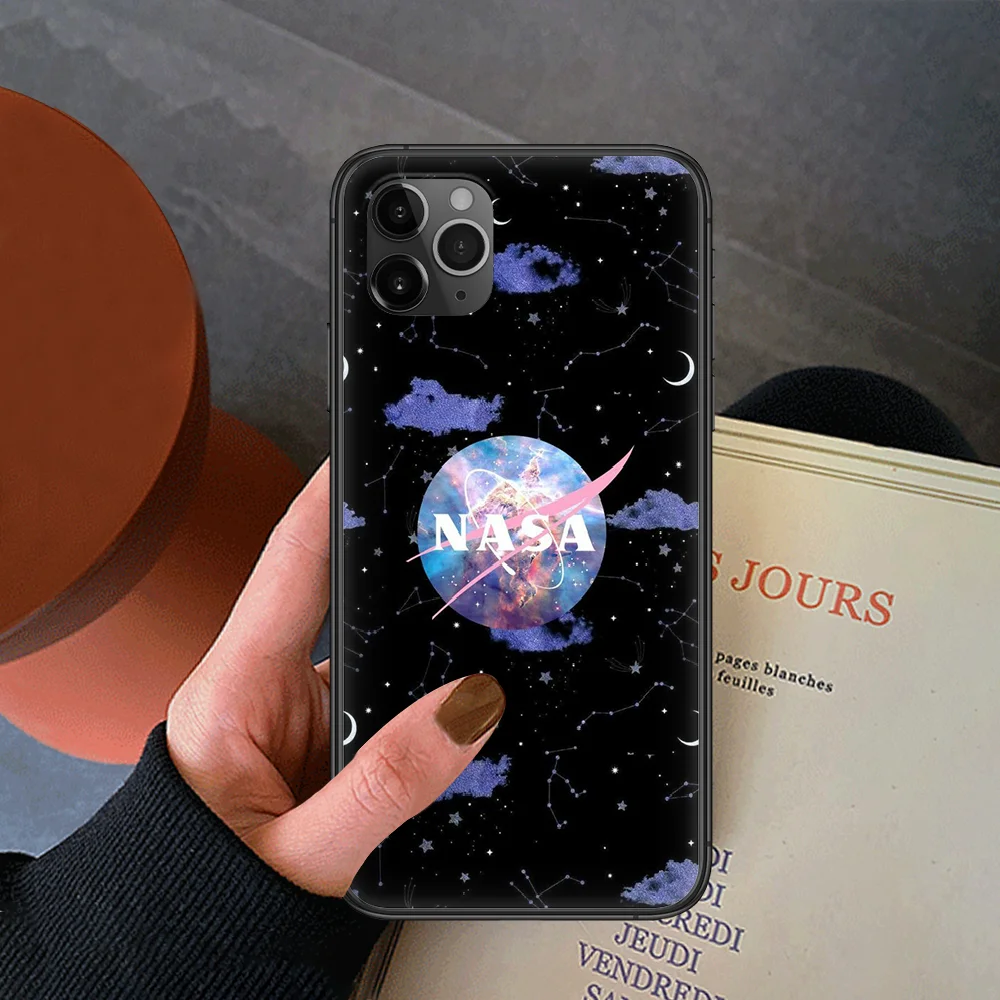 

Space NASAS Phone Case For Iphone 4 4s 5 5S SE 5C 6 6S 7 8 Plus X XS XR 11 12 Mini Pro Max 2020 black Etui Tpu Bumper Silicone