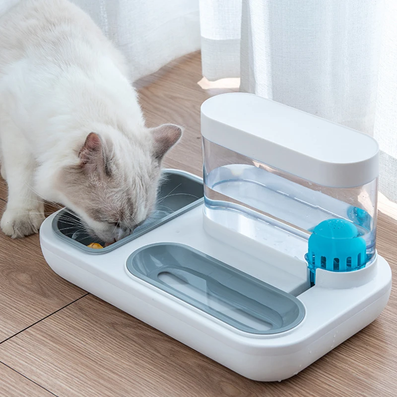 

Cat Bowl Set Plastic Cats Water Fountain with Feeder Large Capacity Automatic Dog Drinker Safety Bowls for Dog Cat Pet Supplies