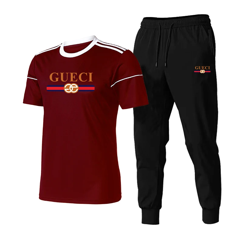 

2021Summer Brand GC Printed Round Neck T-Shirt+Thin Trousers 2-Piece Fashion Casual Sports Hip-Hop Street Men's And Women's Suit