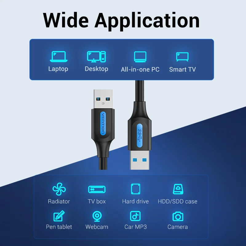 vention usb male to male extension cable 2 0 3 0 high speed data transfer usb cable extender for radiator car speaker hd webcom free global shipping