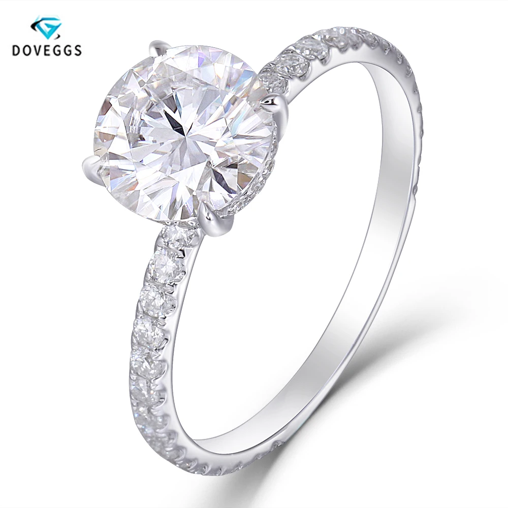 DovEggs Romantic 14K white gold 3ct Cusion Cut EF color Moissanite diamond jewelry ring for woman wedding engagement gift | Украшения и