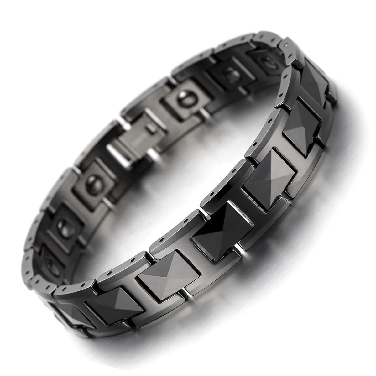 Черный керамический мужской стереоскопический браслет в стиле панк для здоровья
