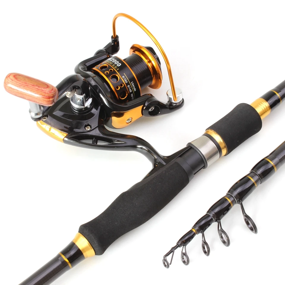

NEW 1.8M 2.1M 2.4M 2.7M Carbon Spinning rod Telescopic Fishing Rod and 12BB Reel Combo Fishing lure Tackle Set Free shipping