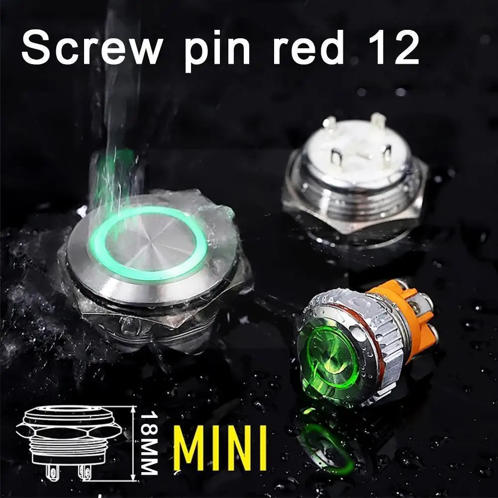 

12 16 19 22MM Mini Short Tact Waterproof Momentary Light Button Green Push Indicator With LED Red Metal Ultra-thin Switch A5H7