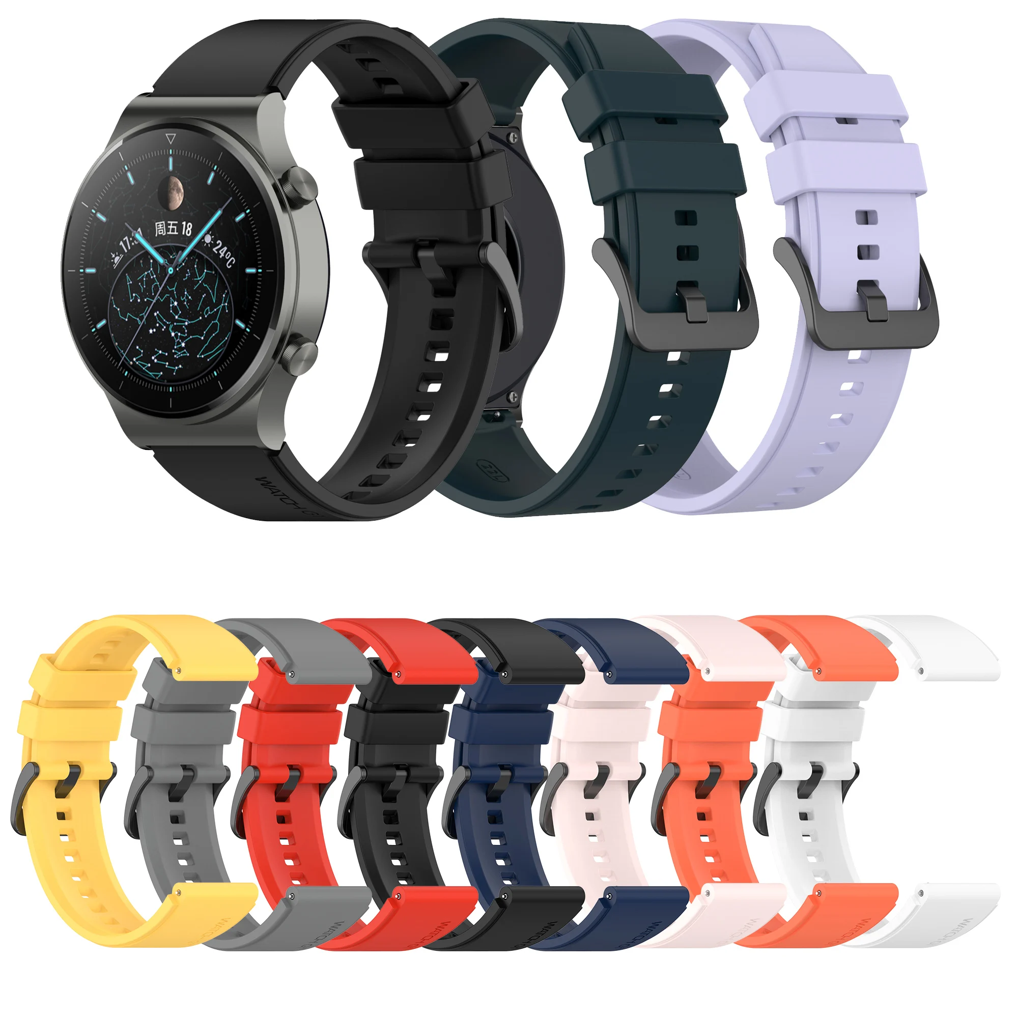 

22mm Silicone Band Strap For Huawei Watch GT 2 GT2 Pro GT2E Wristband Sport Replacement Bracelet